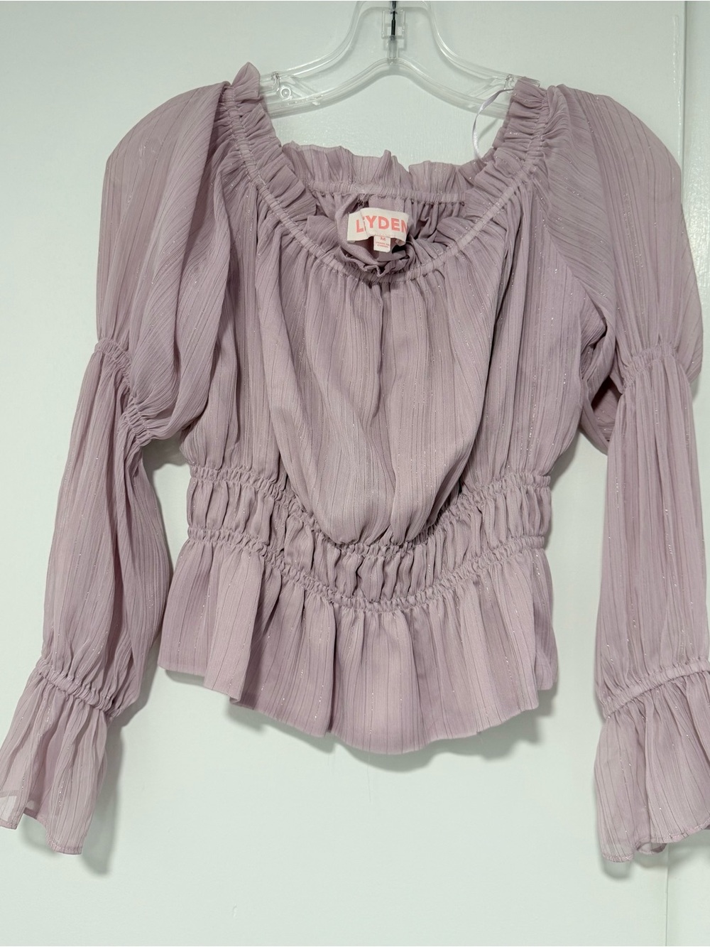 Leyden Lilac Ruffled Smocked Peasant Blouse